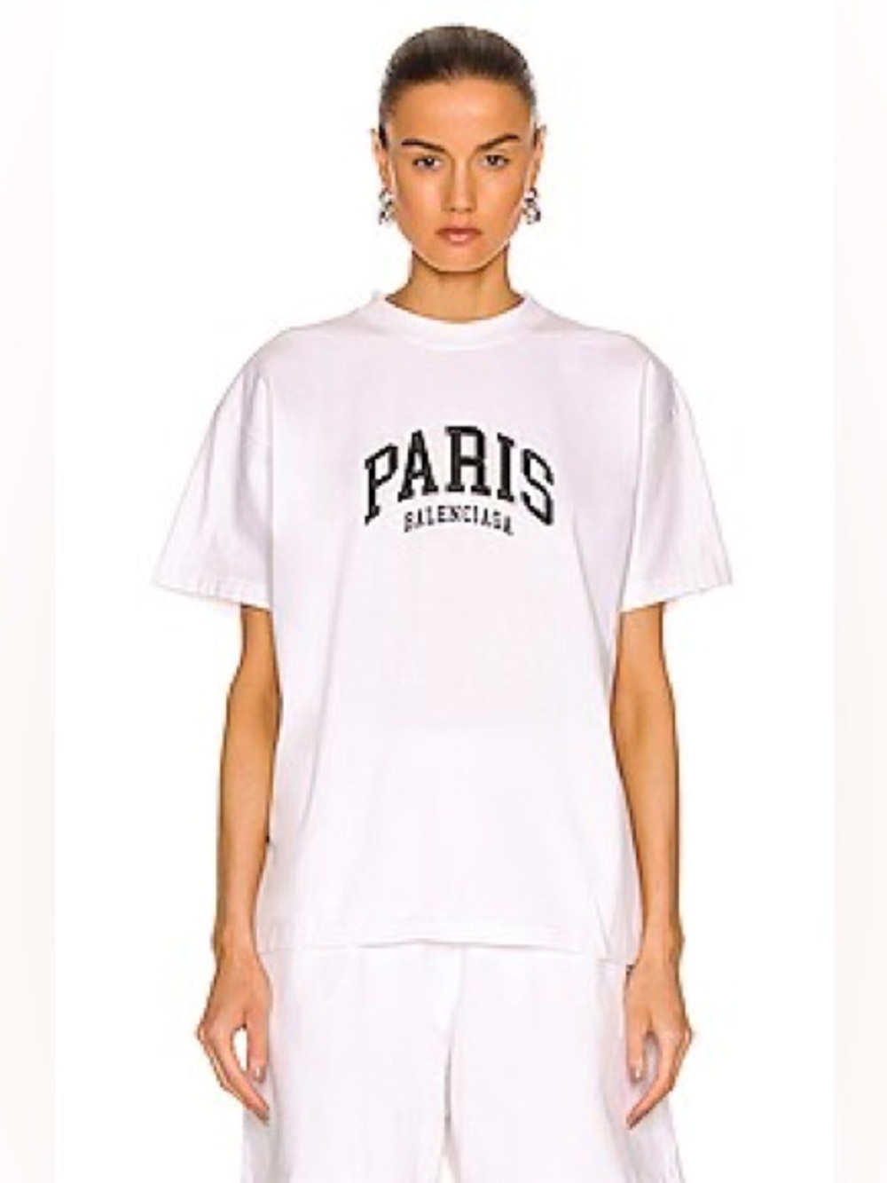 BALENCIAGA Paris Medium Fit T-Shirt in White & Black